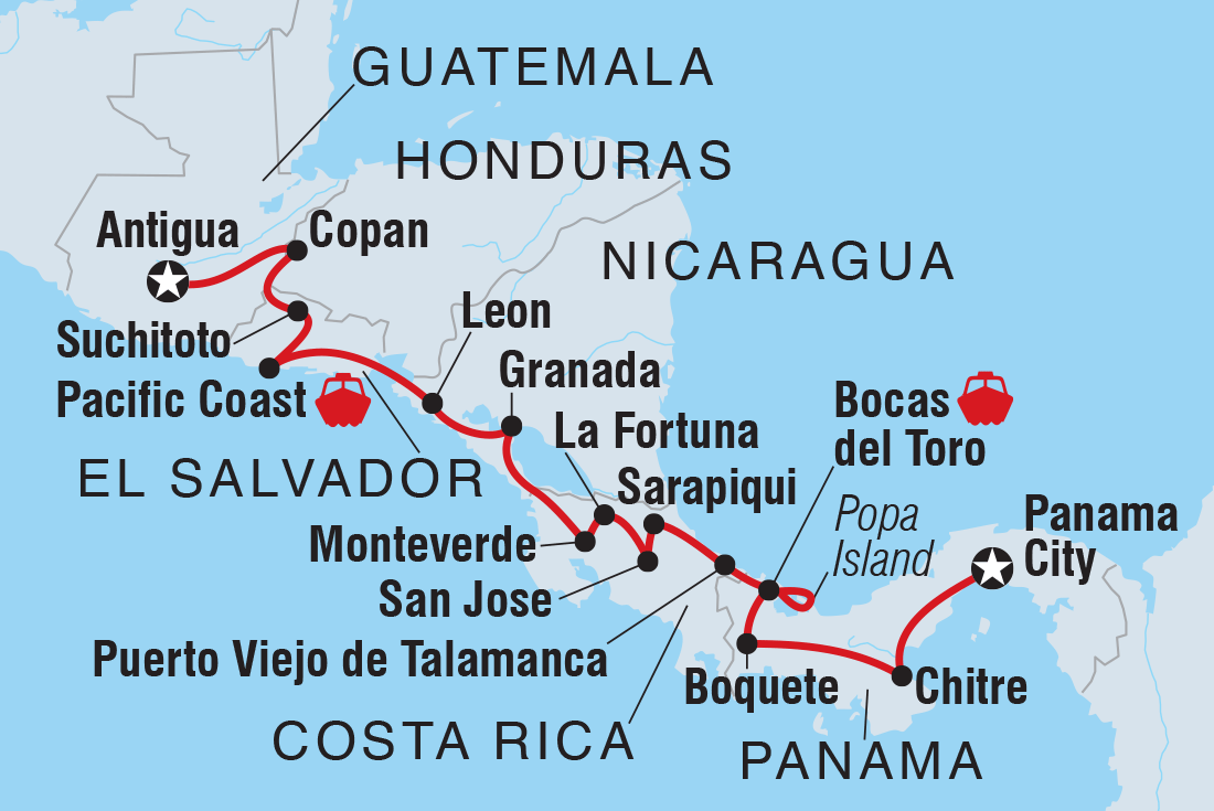 Amazing Central America Itinerary Map