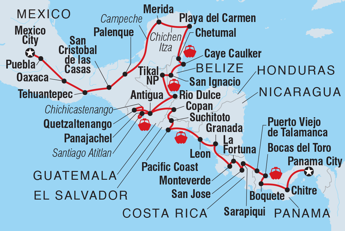 Ultimate Central America Itinerary Map