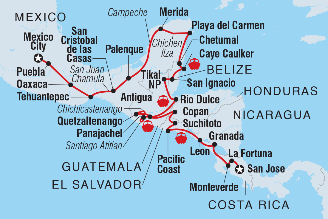 Central America Explorer Itinerary Map