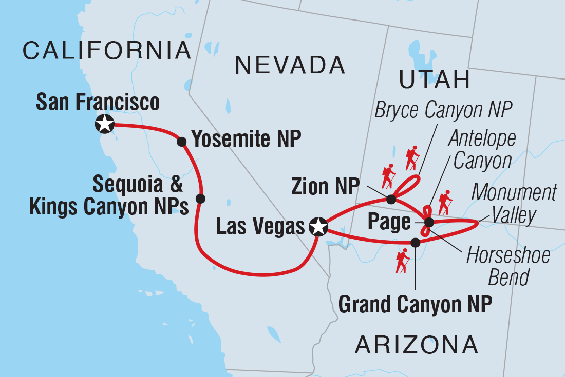 Best of Western USA Itinerary Map