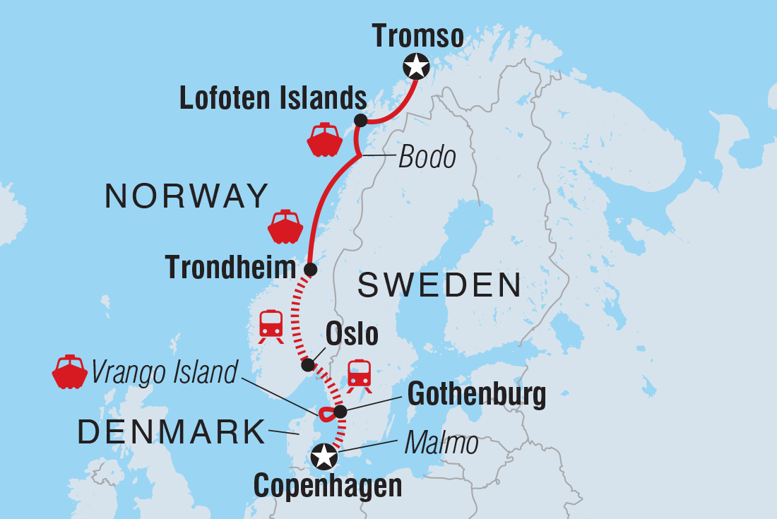Copenhagen to Northern Norway Itinerary Map
