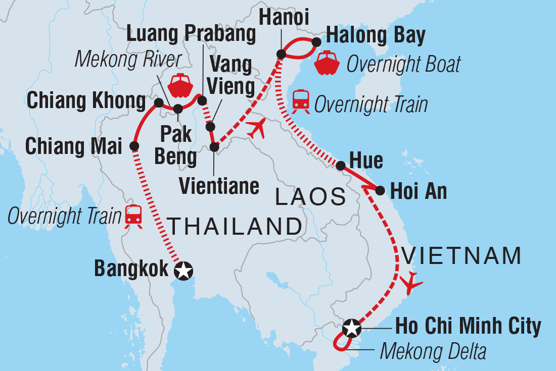 South East Asia Uncovered Itinerary Map