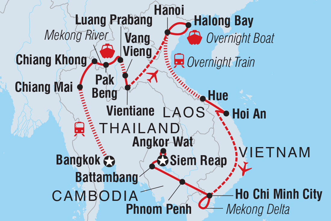 South East Asia Adventure Itinerary Map