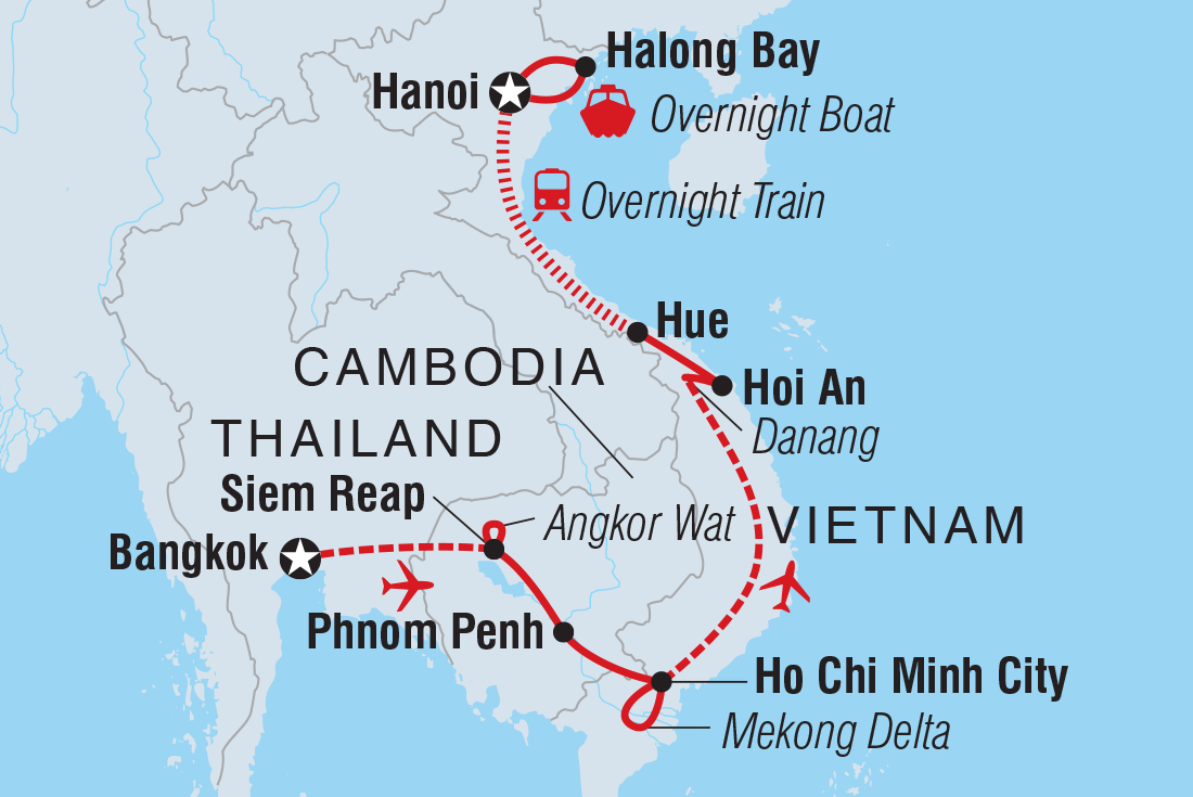Best of Cambodia & Vietnam Itinerary Map