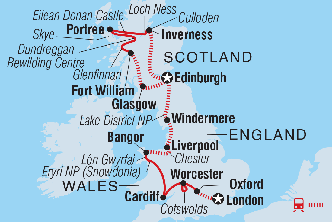 Best of England, Wales and Scotland Itinerary Map