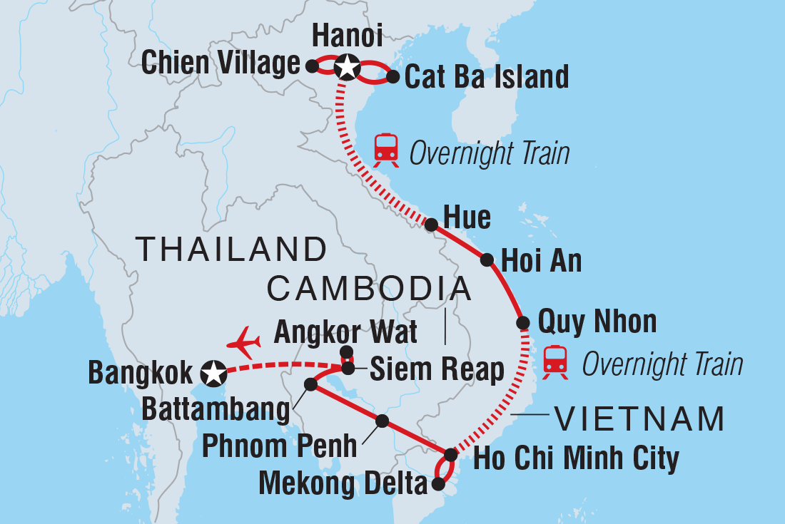 Vietnam & Cambodia Adventure Itinerary Map