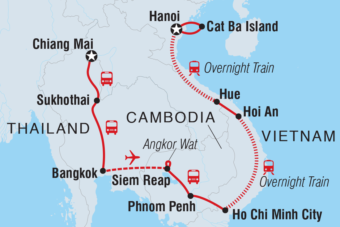 Simply South East Asia: Chiang Mai to Hanoi route map