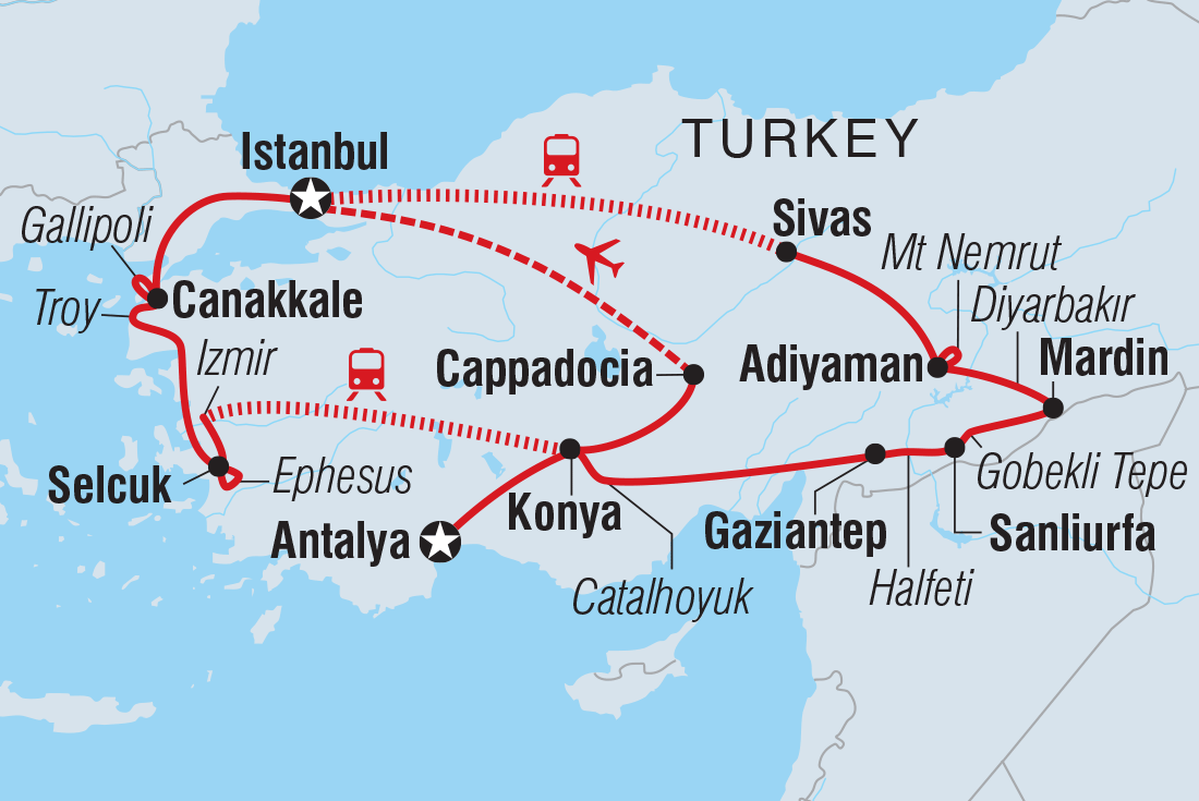 Turkey Adventure Itinerary Map