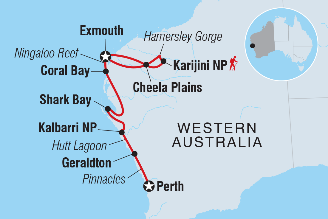 West Coast & Karijini Adventure route map