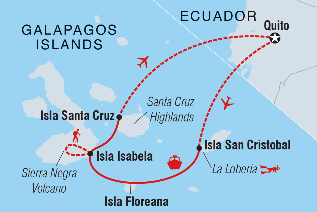 Best of Galapagos Itinerary Map