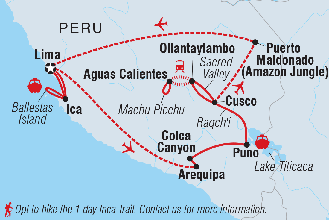 Premium Peru in Depth with Ica Valley route map