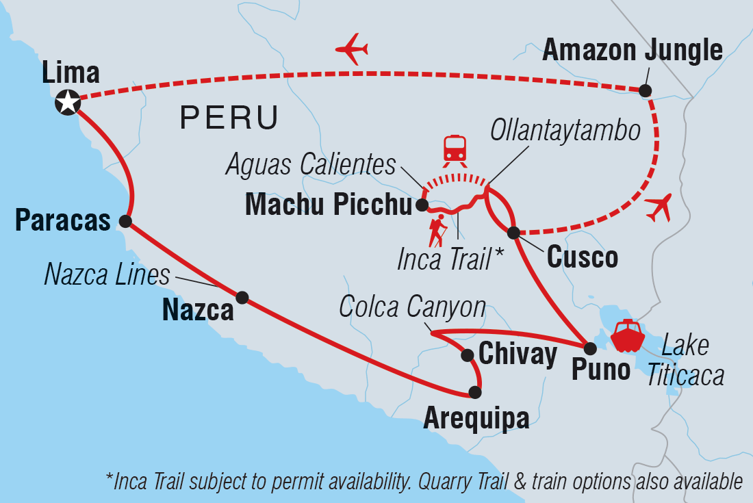 Peru Encompassed Itinerary Map
