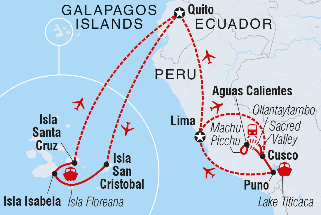 Best of Peru & Galapagos Itinerary Map
