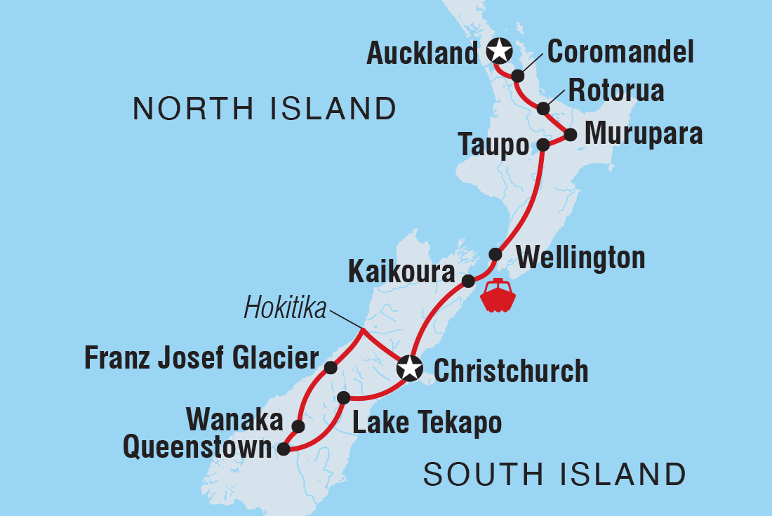 New Zealand Amplified Itinerary Map