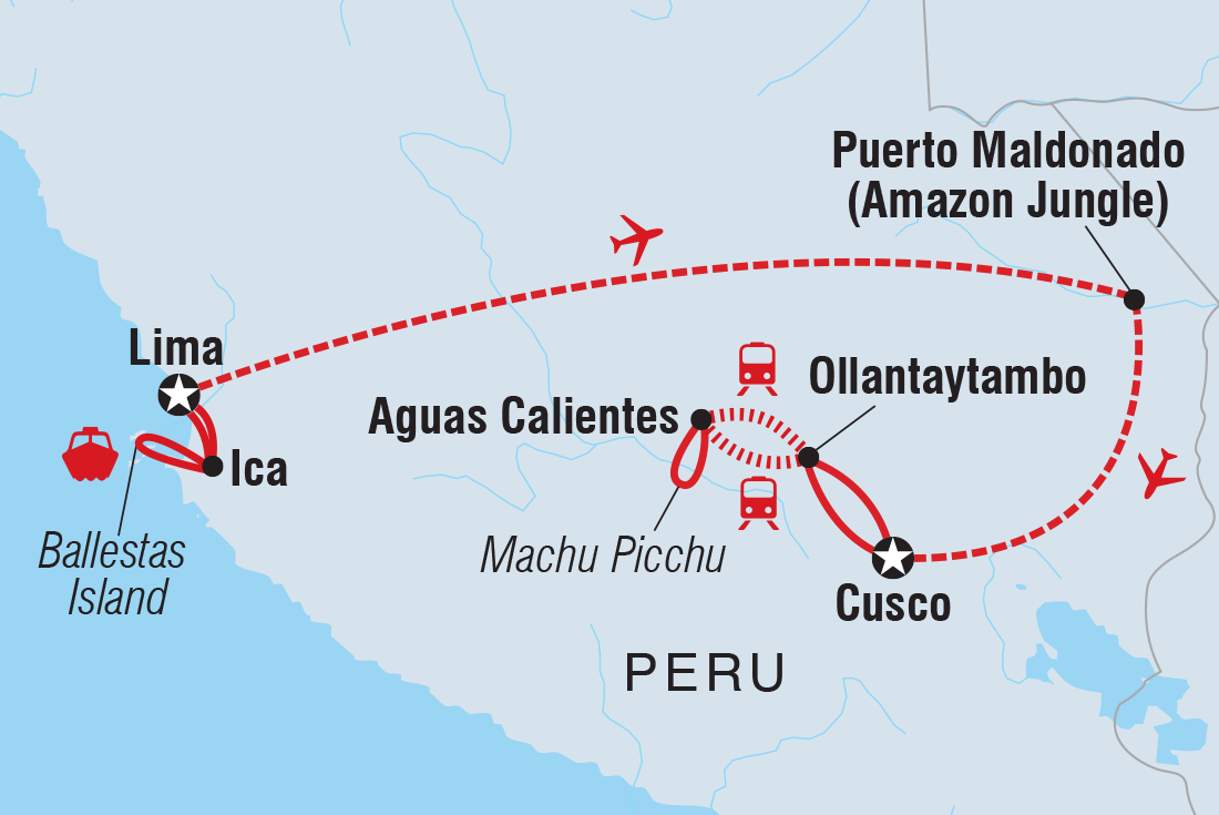 Premium Peru with Ica Valley route map