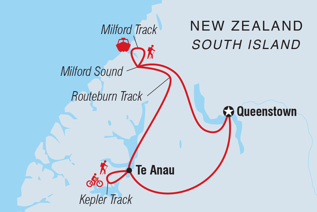 Walk New Zealand's Fiordland National Park Itinerary Map