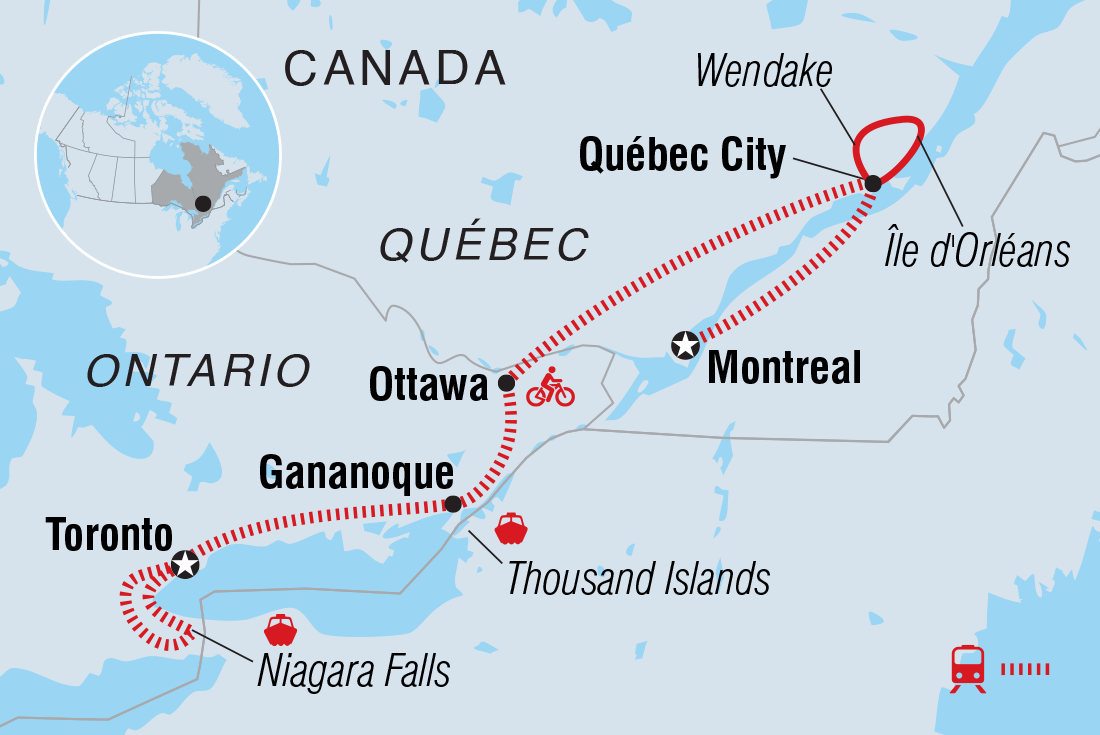 Eastern Canada by Rail Itinerary Map