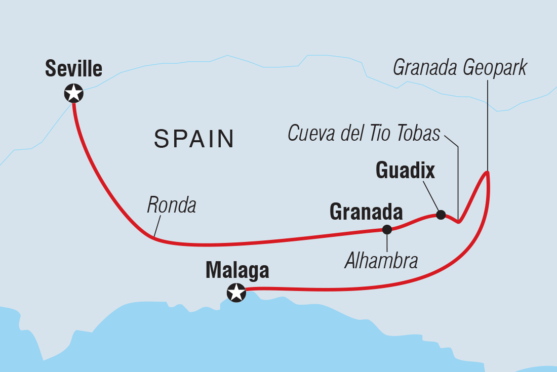 Highlights of Andalusia Itinerary Map