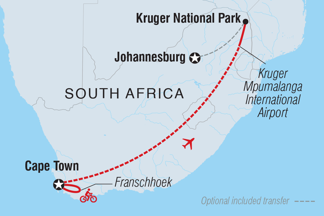 South Africa Family Safari Comfort route map