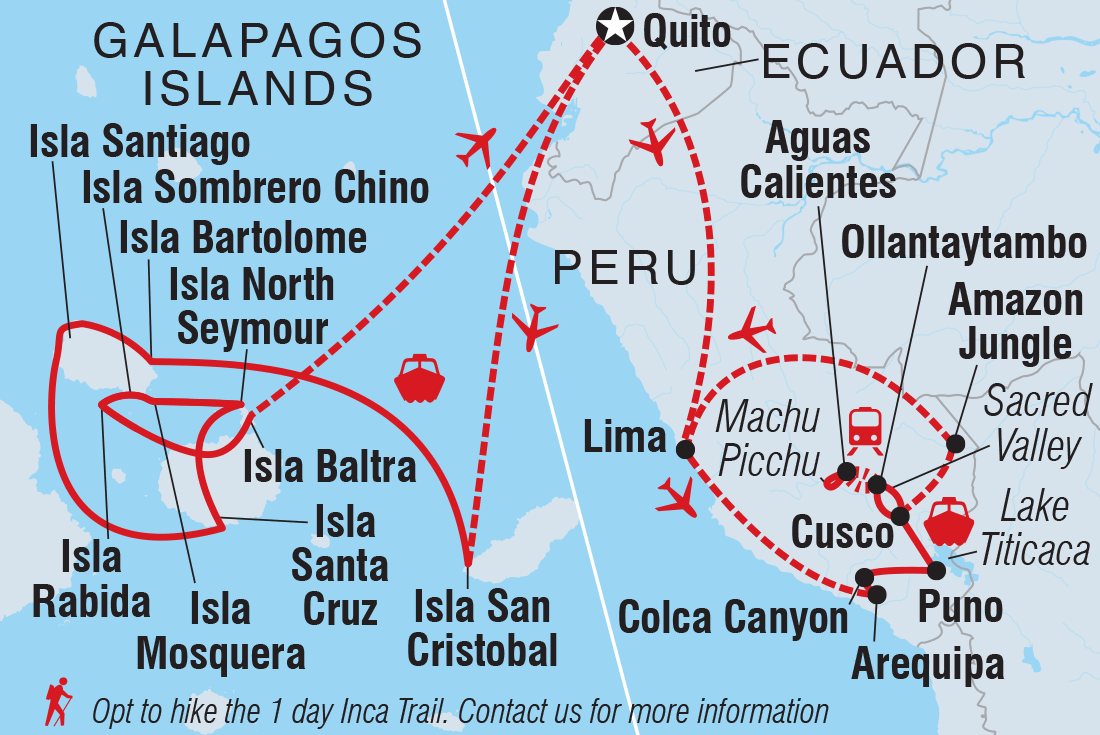 Galapagos Cruise & Peru in Depth (Grand Queen Beatriz) Itinerary Map