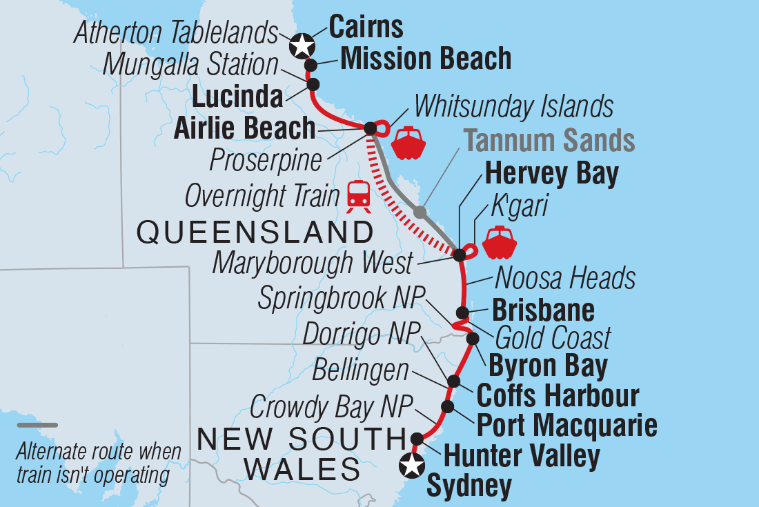 Cairns to Sydney Adventure route map