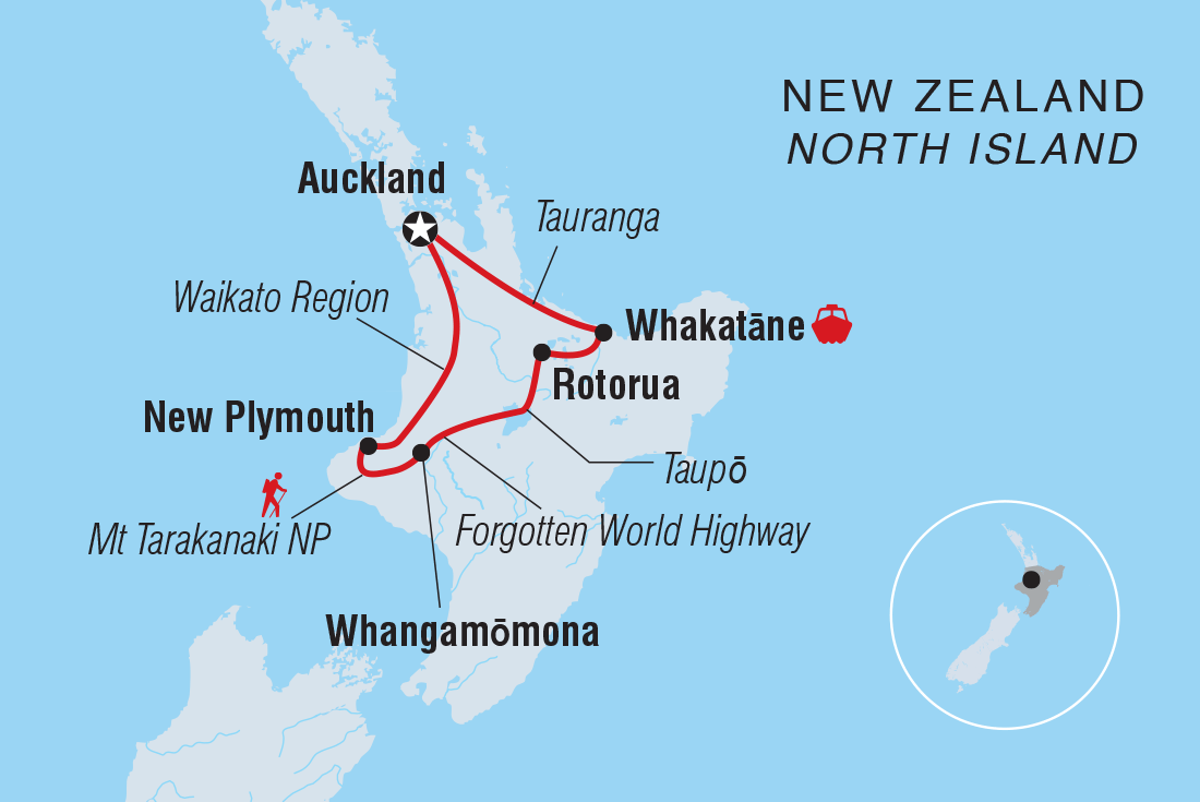 New Zealand North Island Adventure Itinerary Map