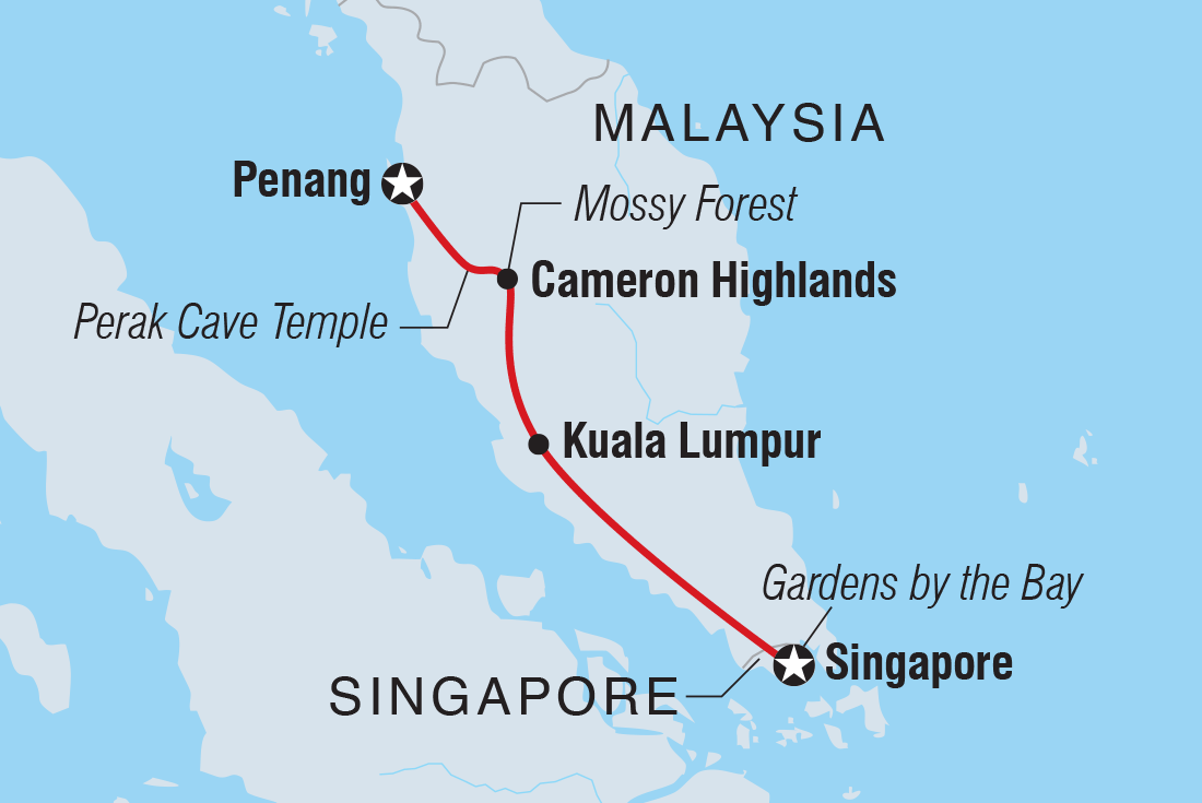 Singapore to Malaysia Real Food Adventure Itinerary Map