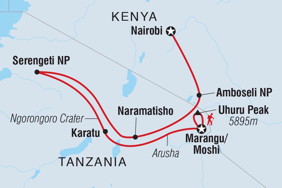 Safari to Kilimanjaro - Machame Route Itinerary Map