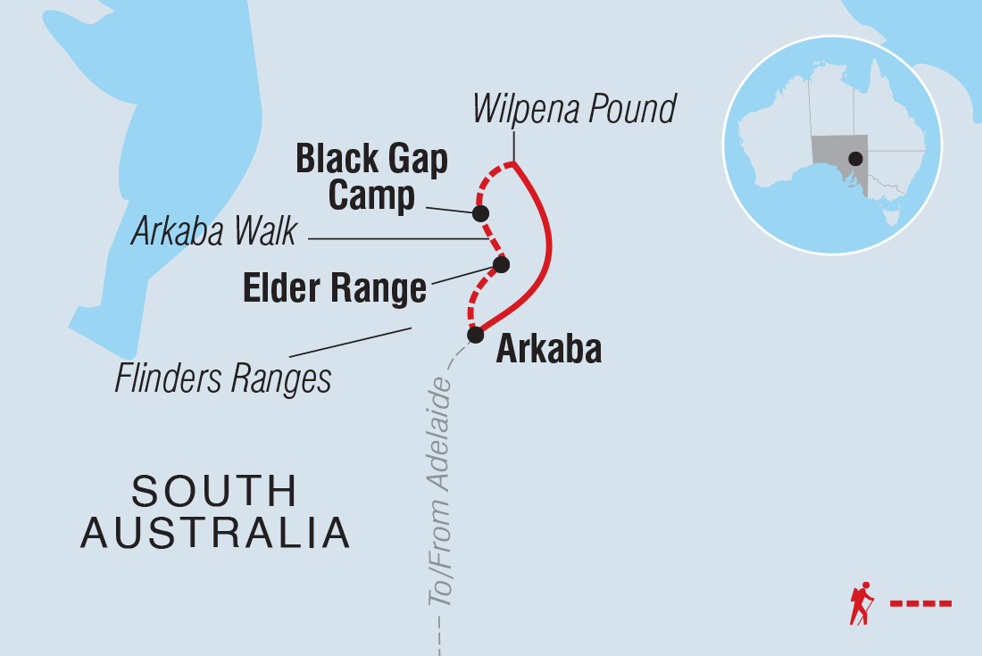 Flinders Ranges Arkaba Walk from Adelaide route map
