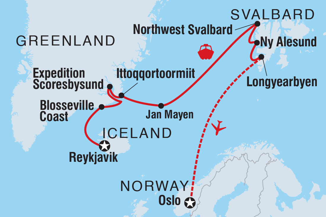Four Arctic Islands: The Northbound Journey (Ocean Albatros) route map