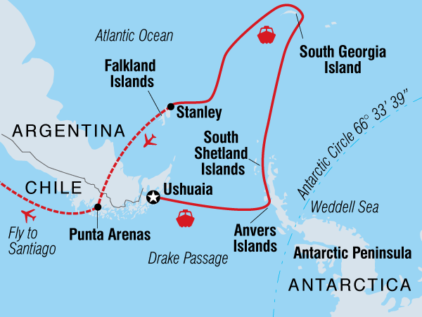 Antarctic Express: Fly/Cruise Antarctica, South Georgia & Falklands  (Sea Adventurer) 2016 - 2017